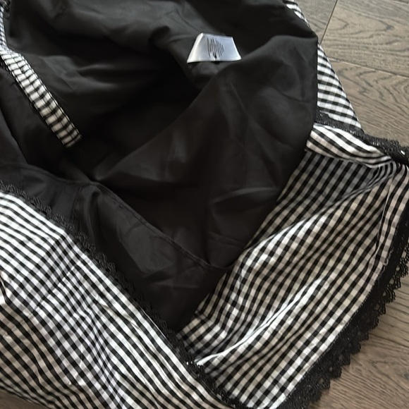 Adrianna Papell | Gingham Tafetta Lace Trim Collared Shirt Midi Dress - Picture 10 of 16